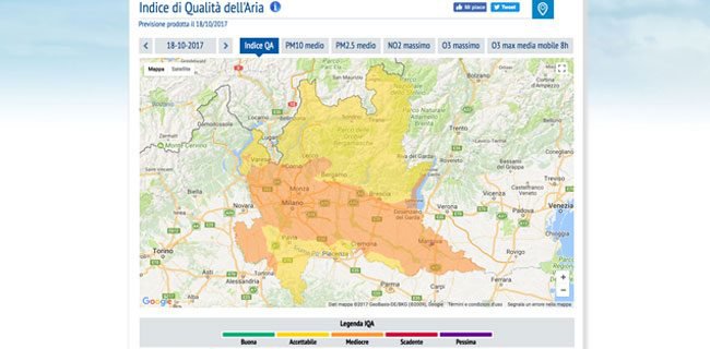 inquinamento a Milano mappa